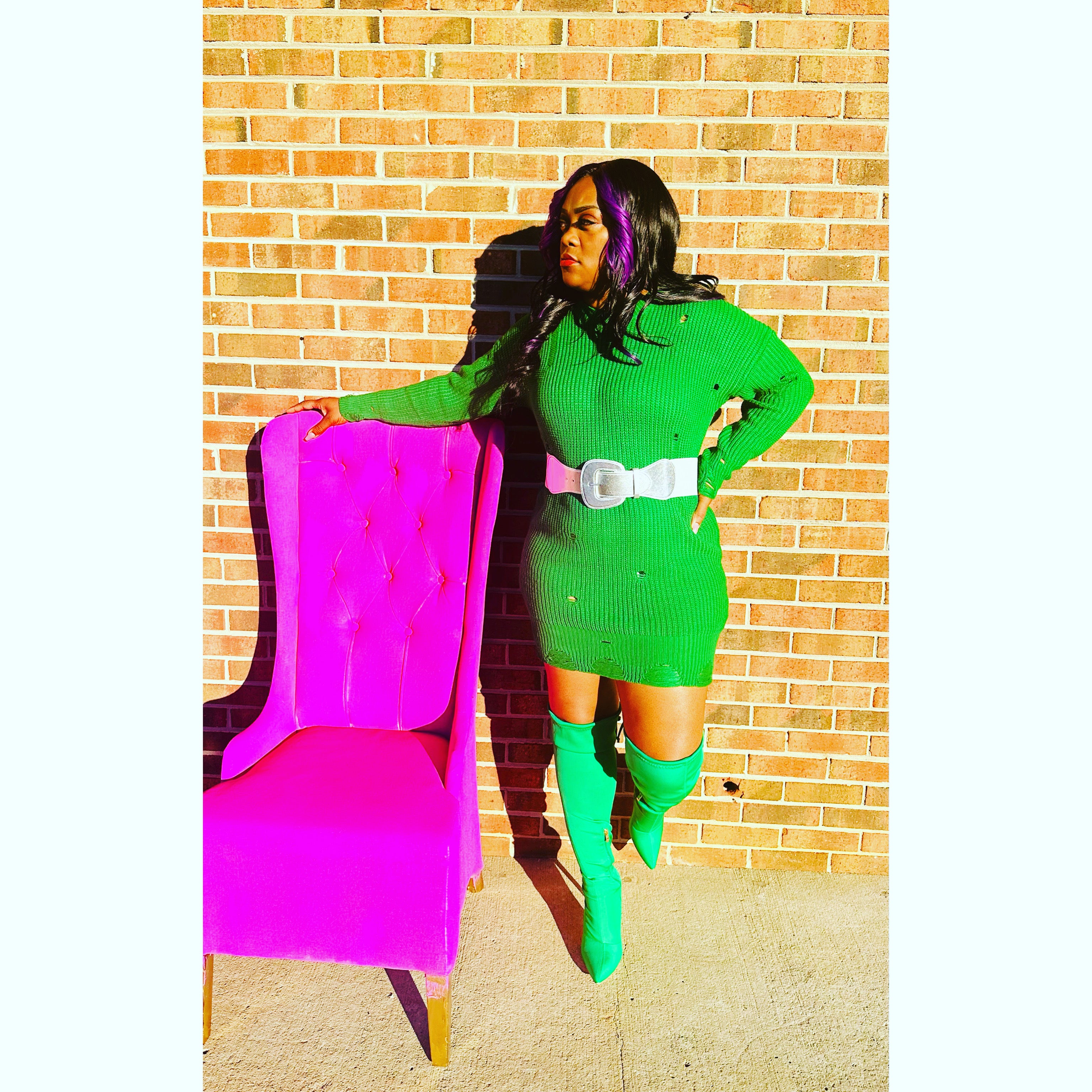 Green Pepper Green Sweater Dress