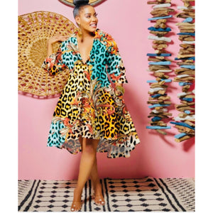 Facet Maze Cheetah Dress