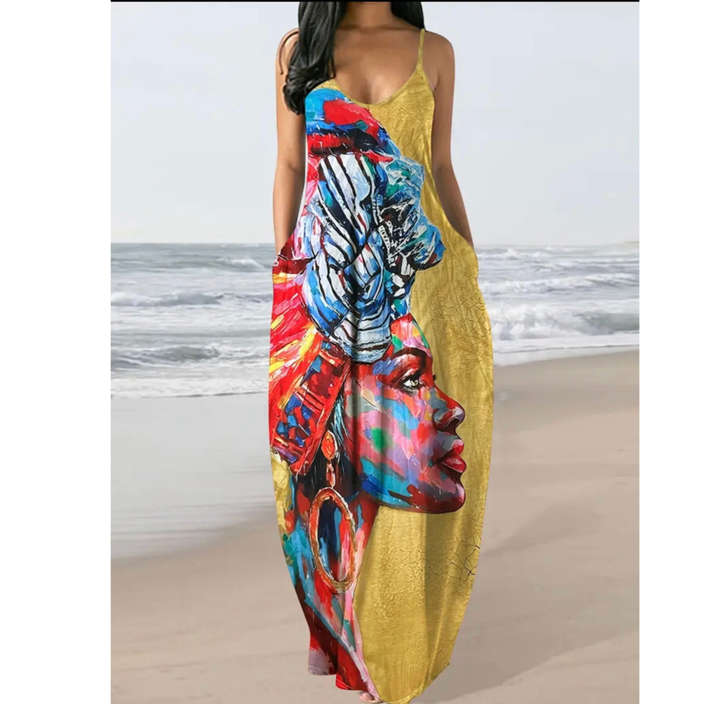 Miss Nefertiti Maxi Sun Dress (Yellow)