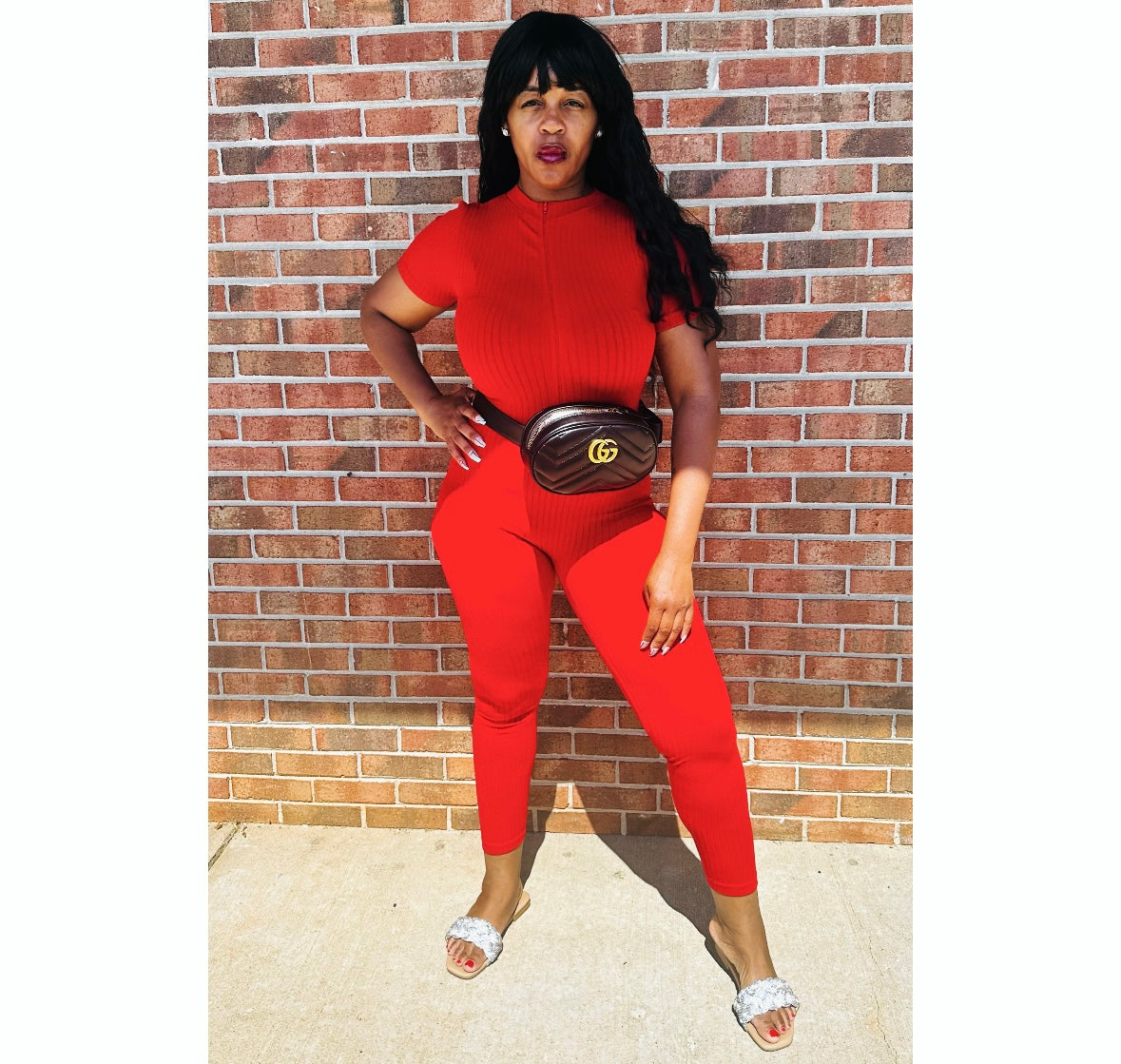 Red Easy Fit Jumpsuit